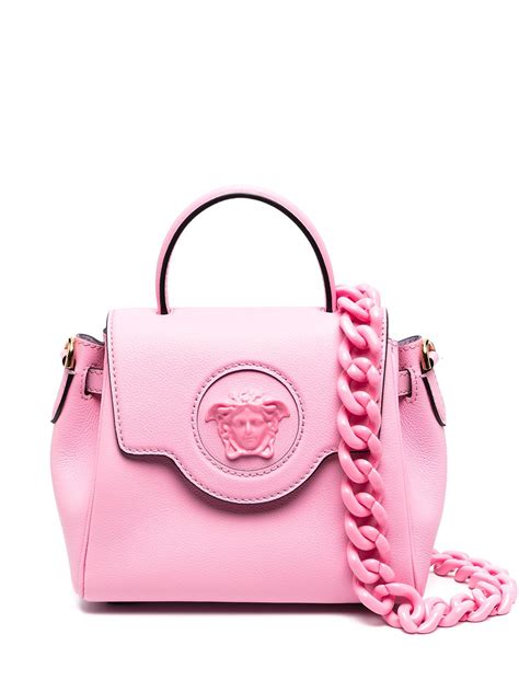 versace la medusa leather shoulder bag in baby pink|Versace Medusa shoulder bag.